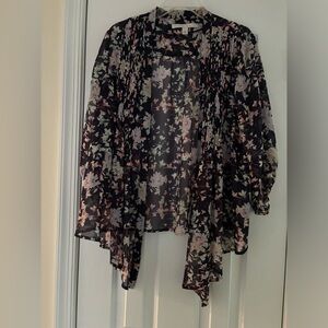 Lauren Conrad size medium silky sheer navy print open cardigan
